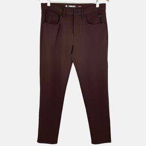 Fourlaps Traverse Pants Brown Red Slim Fit Size 30 x 30 Golf Casual Stretch